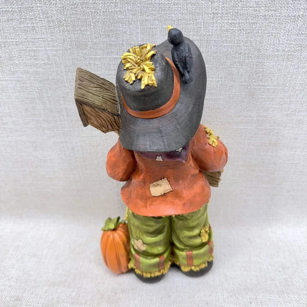 Harvest Scarecrow Figurine Fall Decor Welcome Sign Birdhouse Pumpkin 7.5 Inch